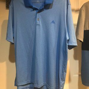 MEN'S ADIDAS GOLF SHIRT LARGE BLUE STRIPES